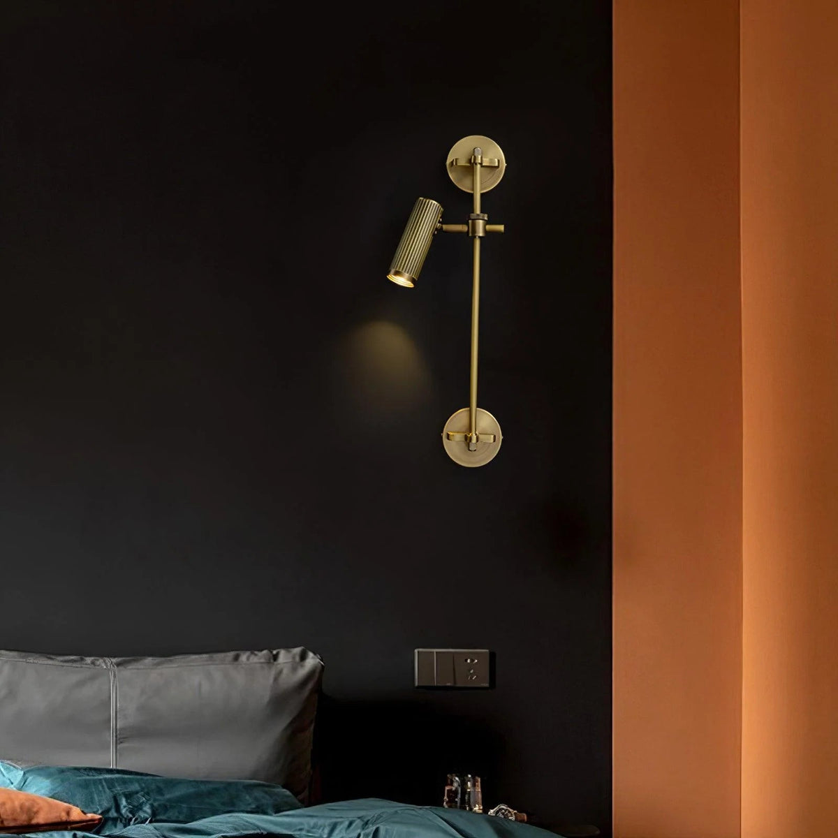 Adjustable wall light with a stylish bronze finish, featuring a durable brass and metal structure, perfect for modern sconces in contemporary home decor. 5
