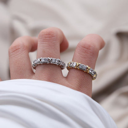 Adjustable wellness ring featuring magnetic zirconia and titanium ion therapy in an elegant gold and silver design, promoting health and style. 7