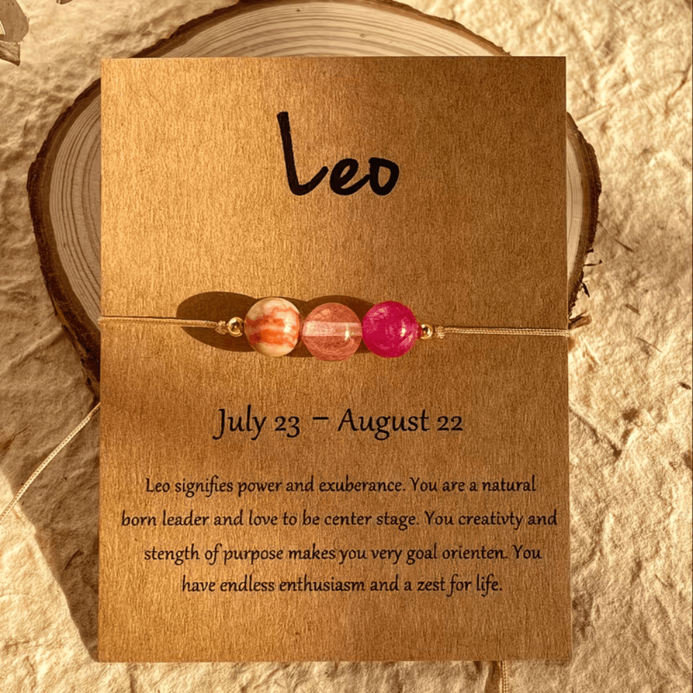Adjustable Zodiac Birthstone Bracelet and Anklet Set featuring natural stone beads for personalized astrology style. 7