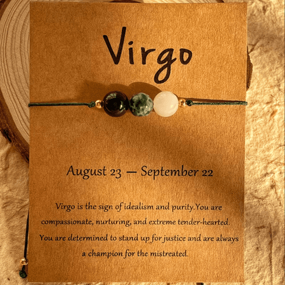 Adjustable Zodiac Birthstone Bracelet and Anklet Set featuring natural stone beads for personalized astrology style. 8