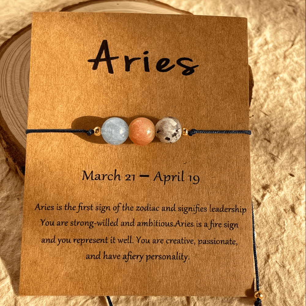 Adjustable Zodiac Birthstone Bracelet and Anklet Set featuring natural stone beads for personalized astrology style. 3