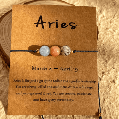 Adjustable Zodiac Birthstone Bracelet and Anklet Set featuring natural stone beads for personalized astrology style. 3