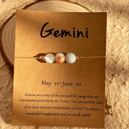 Adjustable Zodiac Birthstone Bracelet and Anklet Set featuring natural stone beads for personalized astrology style. 5