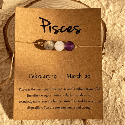 Adjustable Zodiac Birthstone Bracelet and Anklet Set featuring natural stone beads for personalized astrology style. 2