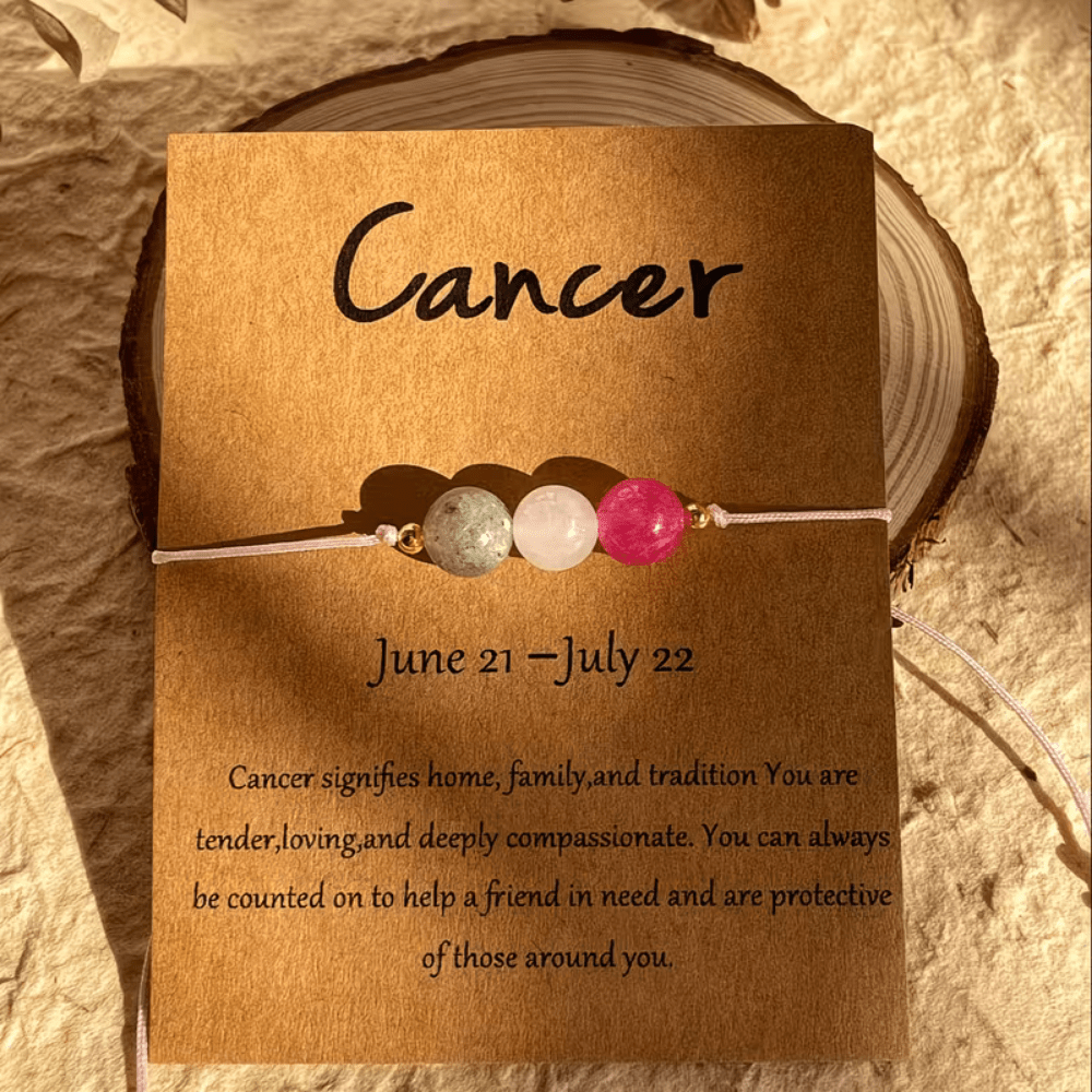 Adjustable Zodiac Birthstone Bracelet and Anklet Set featuring natural stone beads for personalized astrology style. 6