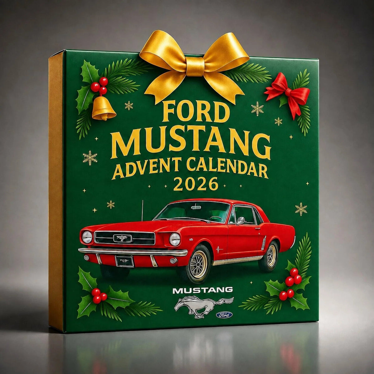 Advent calendar featuring 24 die-cast Mustang model cars, perfect for American muscle car enthusiasts and collectors, suitable for teens and adults. 2