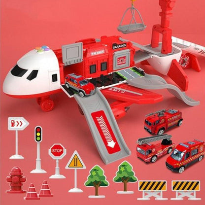 Adventure Plane Set featuring 6 colorful mini construction vehicles designed for kids aged 3-6, made from safe plastic for imaginative play. 8