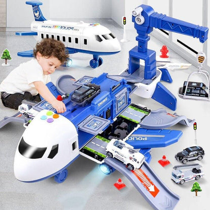 Adventure Plane Set featuring 6 colorful mini construction vehicles designed for kids aged 3-6, made from safe plastic for imaginative play. 0