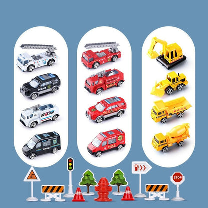 Adventure Plane Set featuring 6 colorful mini construction vehicles designed for kids aged 3-6, made from safe plastic for imaginative play. 7