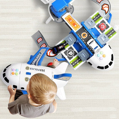 Adventure Plane Set featuring 6 colorful mini construction vehicles designed for kids aged 3-6, made from safe plastic for imaginative play. 2