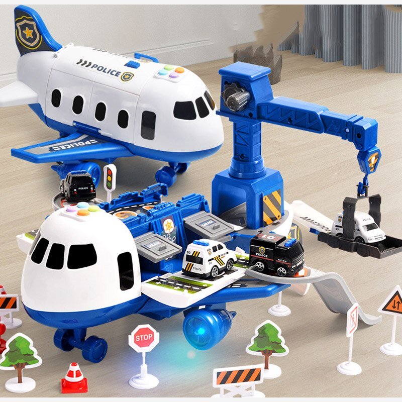 Adventure Plane Set featuring 6 colorful mini construction vehicles designed for kids aged 3-6, made from safe plastic for imaginative play. 5