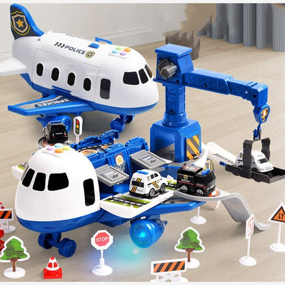 Adventure Plane Set featuring 6 colorful mini construction vehicles designed for kids aged 3-6, made from safe plastic for imaginative play. 5