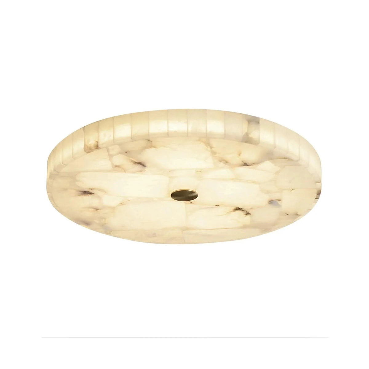 Alabaster flush mount ceiling light featuring a modern design with integrated LED for soft ambient lighting in contemporary interiors. 2