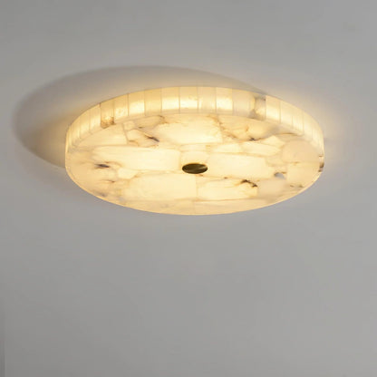 Alabaster flush mount ceiling light featuring a modern design with integrated LED for soft ambient lighting in contemporary interiors. 10