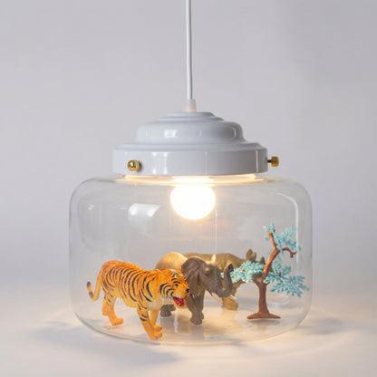 Whimsical animal pendant lamp with adjustable cable and glass shade, perfect LED lighting fixture for kids' rooms, featuring playful design and soft illumination. 4