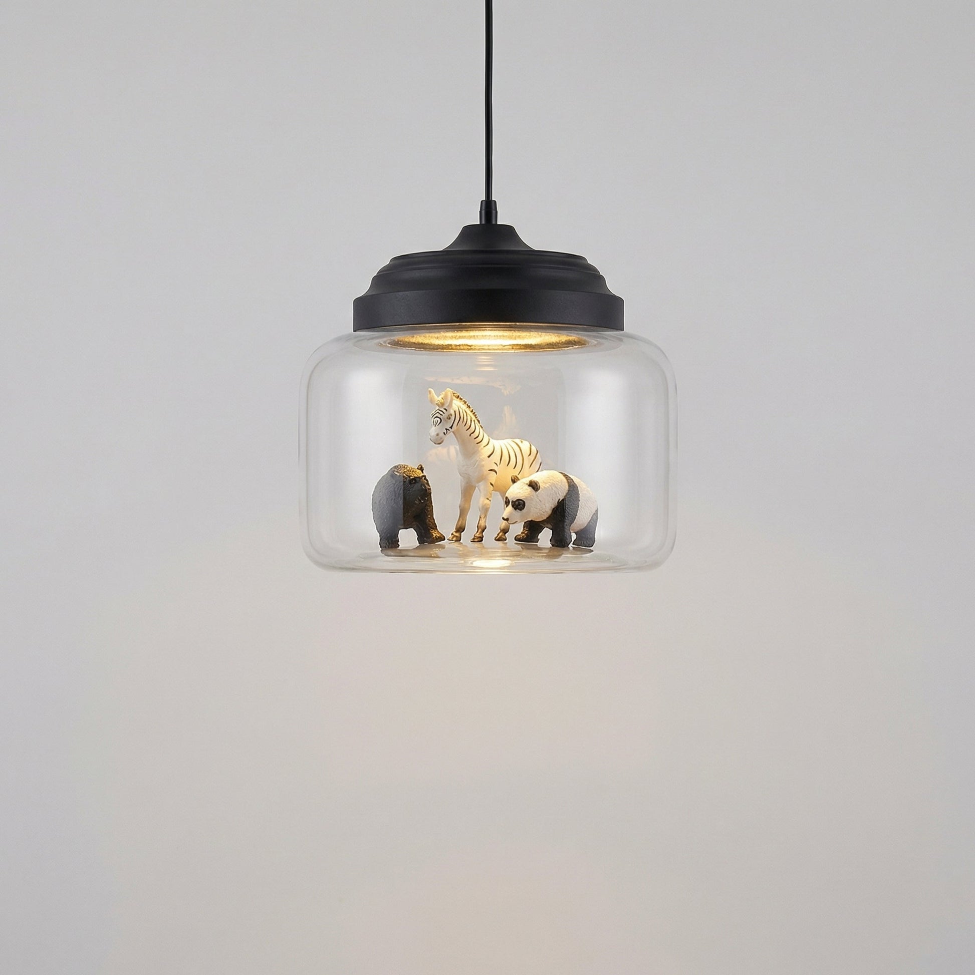 Whimsical animal pendant lamp with adjustable cable and glass shade, perfect LED lighting fixture for kids' rooms, featuring playful design and soft illumination. 0