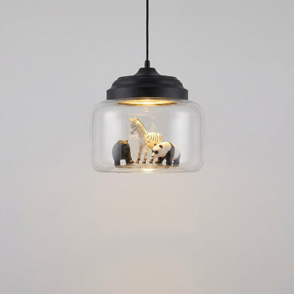 Whimsical animal pendant lamp with adjustable cable and glass shade, perfect LED lighting fixture for kids' rooms, featuring playful design and soft illumination. 0