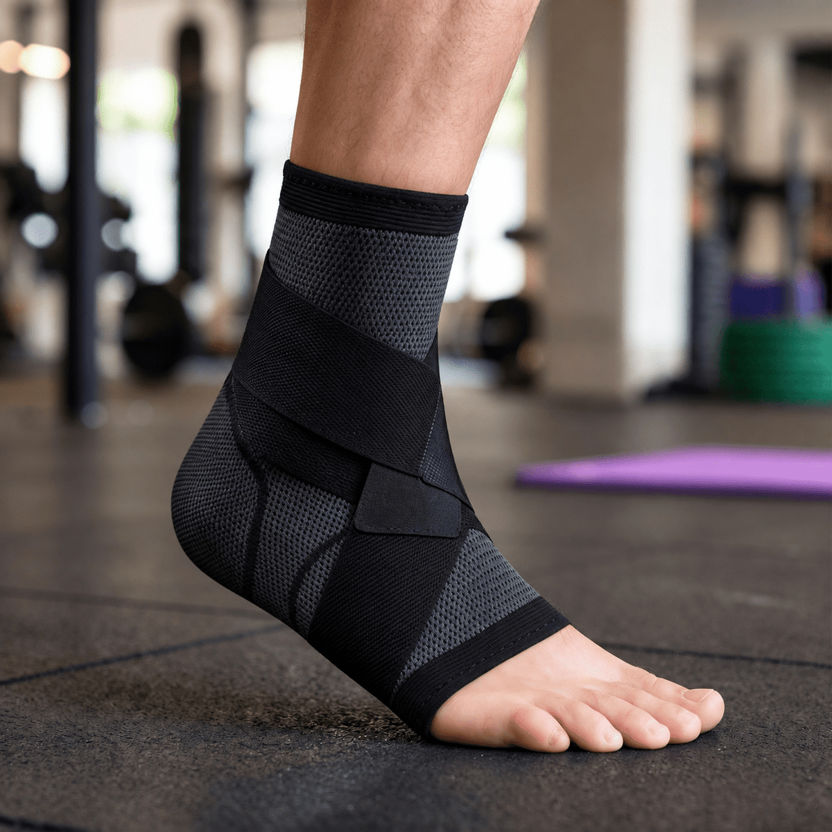 Ankle Support Brace with Adjustable Straps and Compression