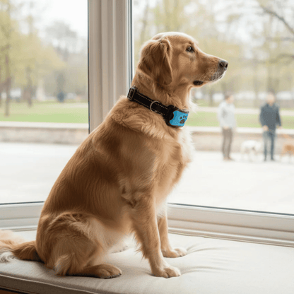 Anti-bark dog collar featuring adjustable vibration modes, designed as a humane training solution suitable for all dog sizes. 1