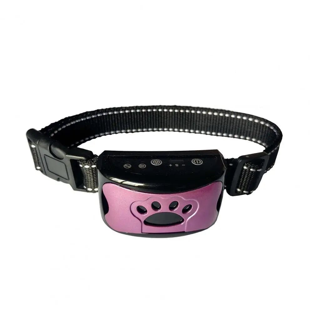 Anti-bark dog collar featuring adjustable vibration modes, designed as a humane training solution suitable for all dog sizes. 13