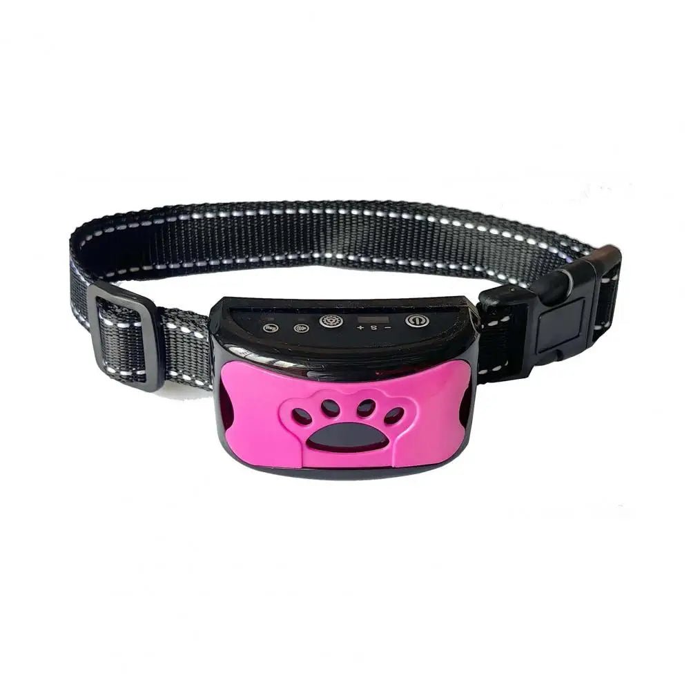 Anti-bark dog collar featuring adjustable vibration modes, designed as a humane training solution suitable for all dog sizes. 11