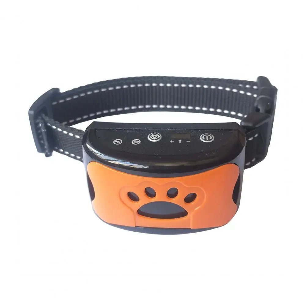 Anti-bark dog collar featuring adjustable vibration modes, designed as a humane training solution suitable for all dog sizes. 12