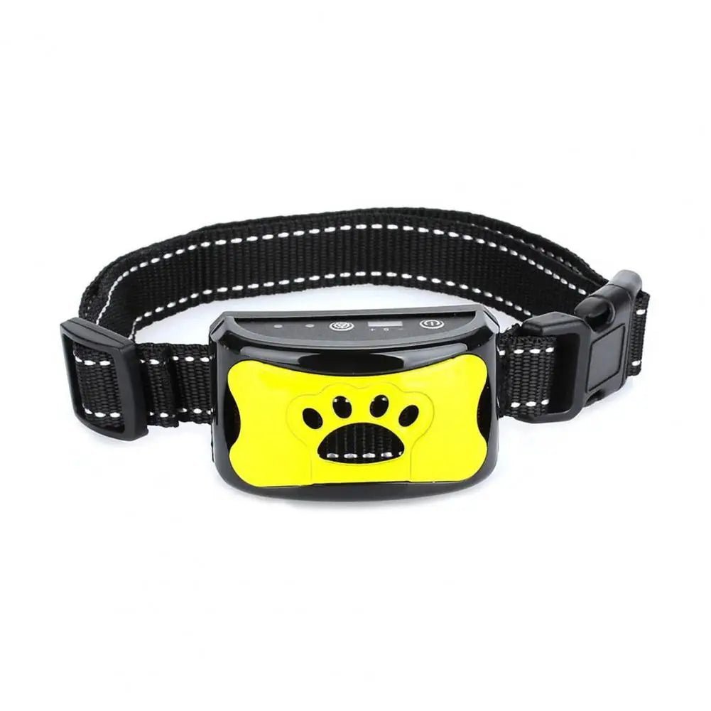 Anti-bark dog collar featuring adjustable vibration modes, designed as a humane training solution suitable for all dog sizes. 14