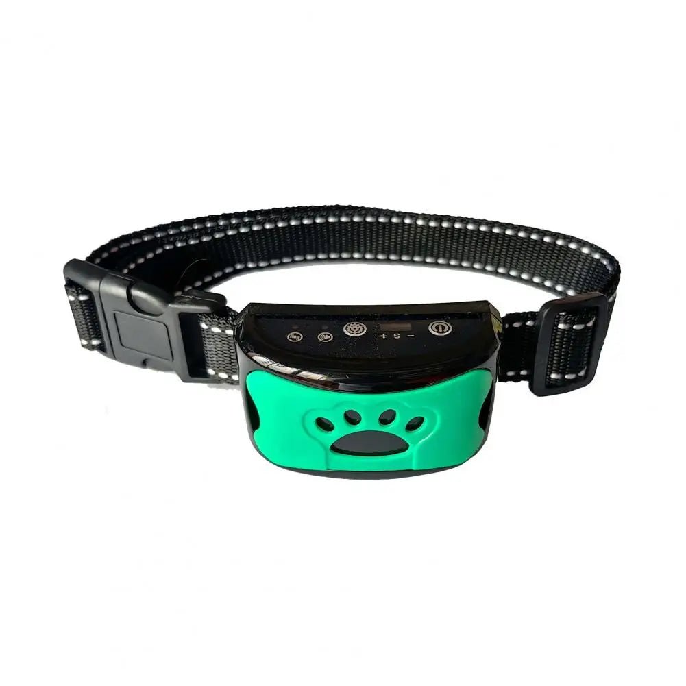 Anti-bark dog collar featuring adjustable vibration modes, designed as a humane training solution suitable for all dog sizes. 9