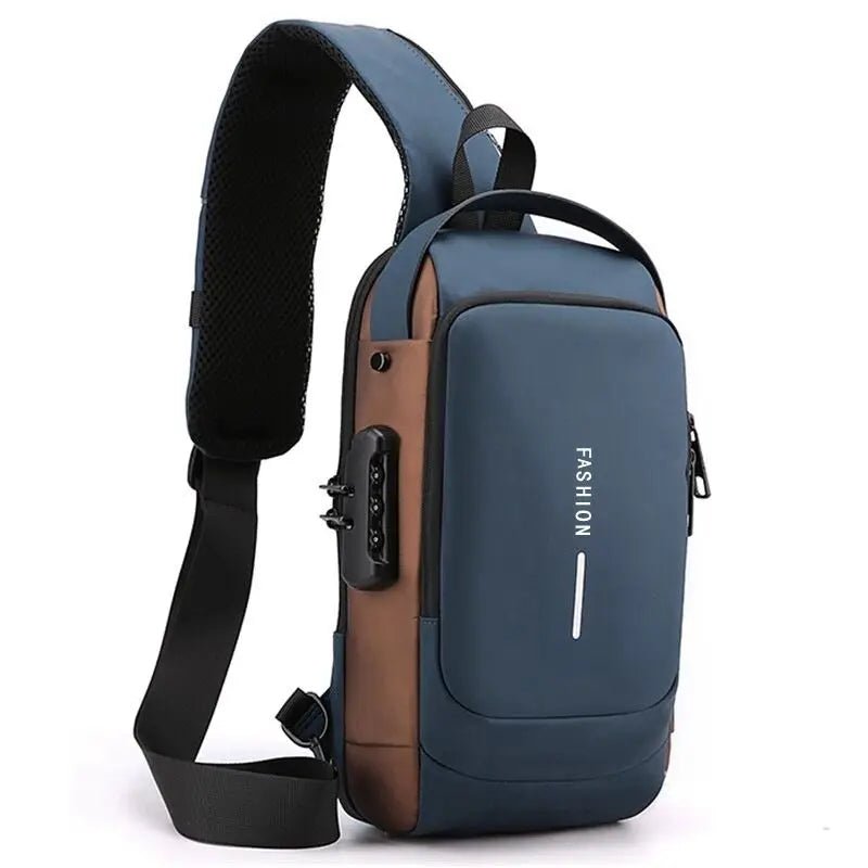 Anti-theft chest bag in black featuring RFID protection and ergonomic design, perfect for secure travel organization. 8