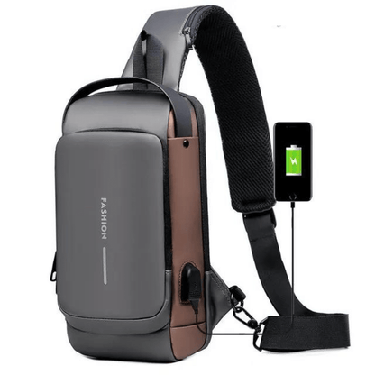 Anti-theft chest bag in black featuring RFID protection and ergonomic design, perfect for secure travel organization. 7
