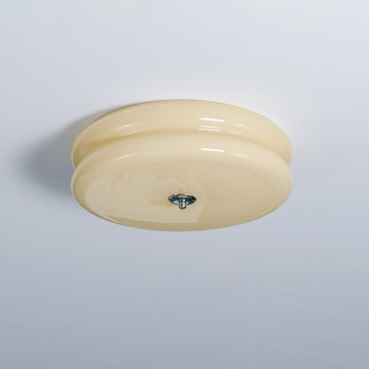 Art Deco ceiling lamp featuring a vintage iron and glass design, equipped with integrated LED light, perfect for illuminating dining rooms. 1