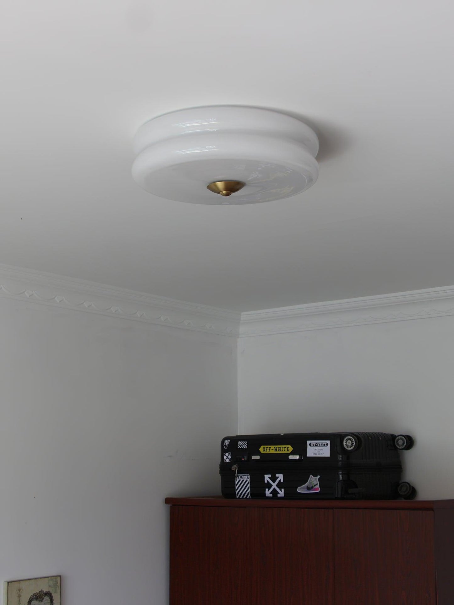 Art Deco ceiling lamp featuring a vintage iron and glass design, equipped with integrated LED light, perfect for illuminating dining rooms. 11