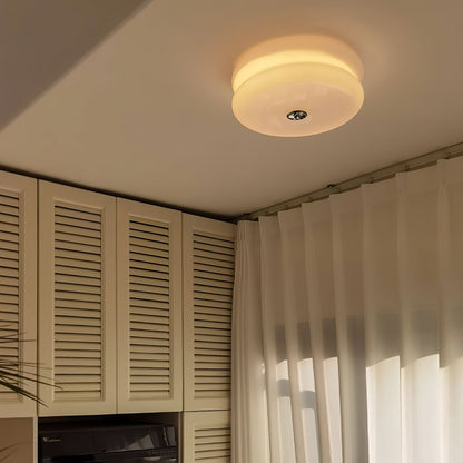 Art Deco ceiling lamp featuring a vintage iron and glass design, equipped with integrated LED light, perfect for illuminating dining rooms. 5