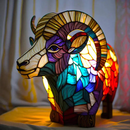 Artistic ceiling lamp featuring a colorful stained glass design with 20 intricate animal motifs, set in a durable aluminum fixture, perfect for creating a cozy ambiance 11