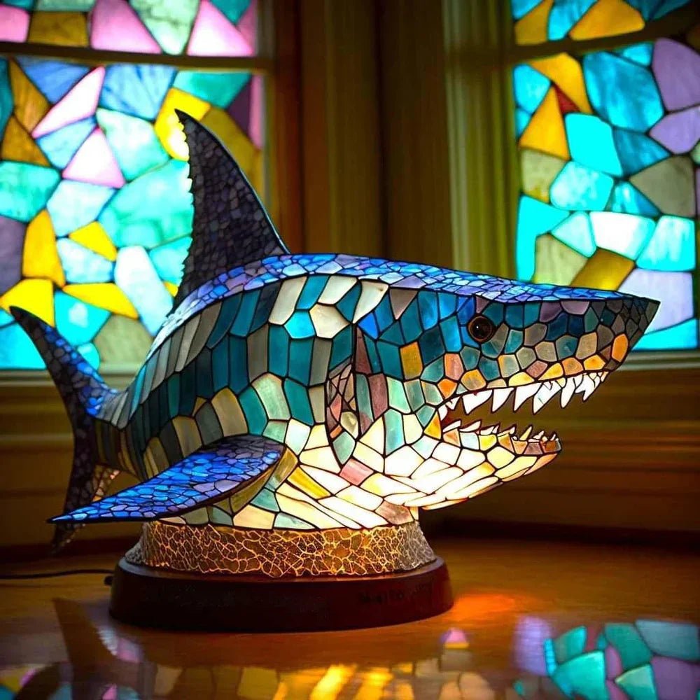 Artistic ceiling lamp featuring a colorful stained glass design with 20 intricate animal motifs, set in a durable aluminum fixture, perfect for creating a cozy ambiance 7