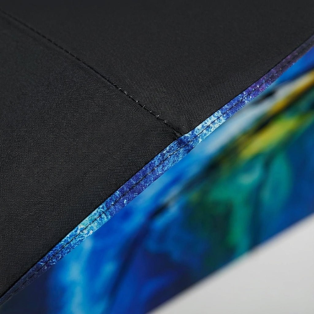 Automatic folding travel umbrella featuring wind-resistant fiberglass ribs, designed for lightweight portability and compact storage, perfect for on-the-go protection from rain and wind. 3