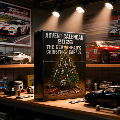 Automotive Advent Calendar 2026 featuring 24 decorative garage surprises and car-themed ornaments for a festive countdown to Christmas. 7