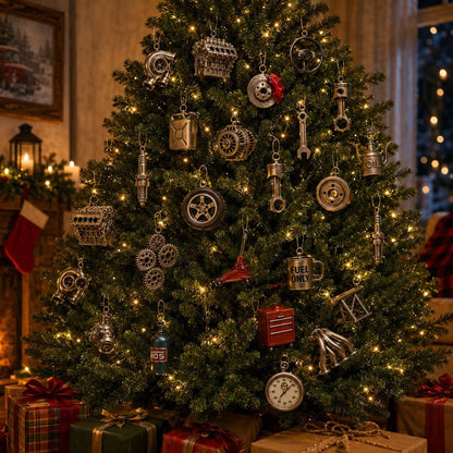 Automotive Advent Calendar 2026 featuring 24 decorative garage surprises and car-themed ornaments for a festive countdown to Christmas. 3
