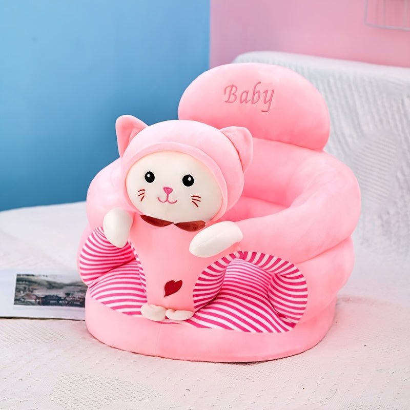 Baby chair featuring a sturdy backrest and plush material, designed in a cheerful yellow bird pattern for ultimate comfort and support for infants and toddlers. 4