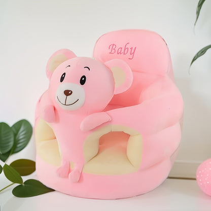 Baby chair featuring a sturdy backrest and plush material, designed in a cheerful yellow bird pattern for ultimate comfort and support for infants and toddlers. 6