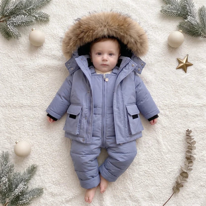 Baby puffer jacket set with full padding, designed for cold weather, suitable for children aged 9 months to 4 years, featuring a warm winter 5