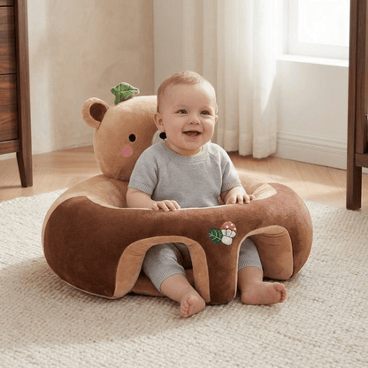 Baby Sitting Support Seat featuring a 360° stability design, crafted with soft cotton wraparound material for comfort and safety. Ideal for infants learning to sit 5