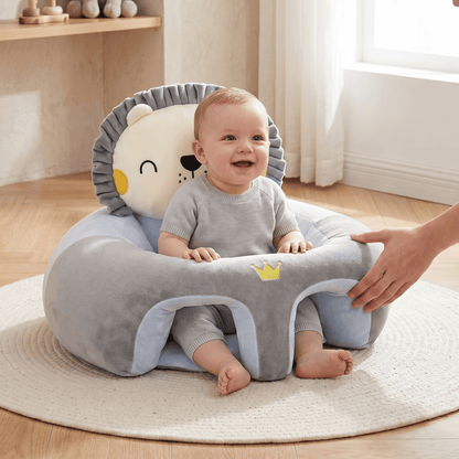 Baby Sitting Support Seat featuring a 360° stability design, crafted with soft cotton wraparound material for comfort and safety. Ideal for infants learning to sit 1