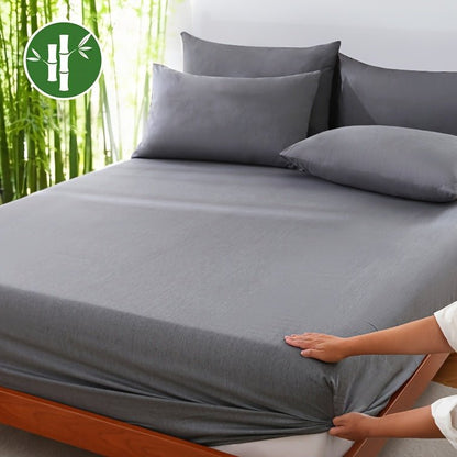 Bamboo fiber fitted sheet with deep pockets for breathable comfort, featuring cool moisture-wicking fabric ideal for a restful night's sleep. 1