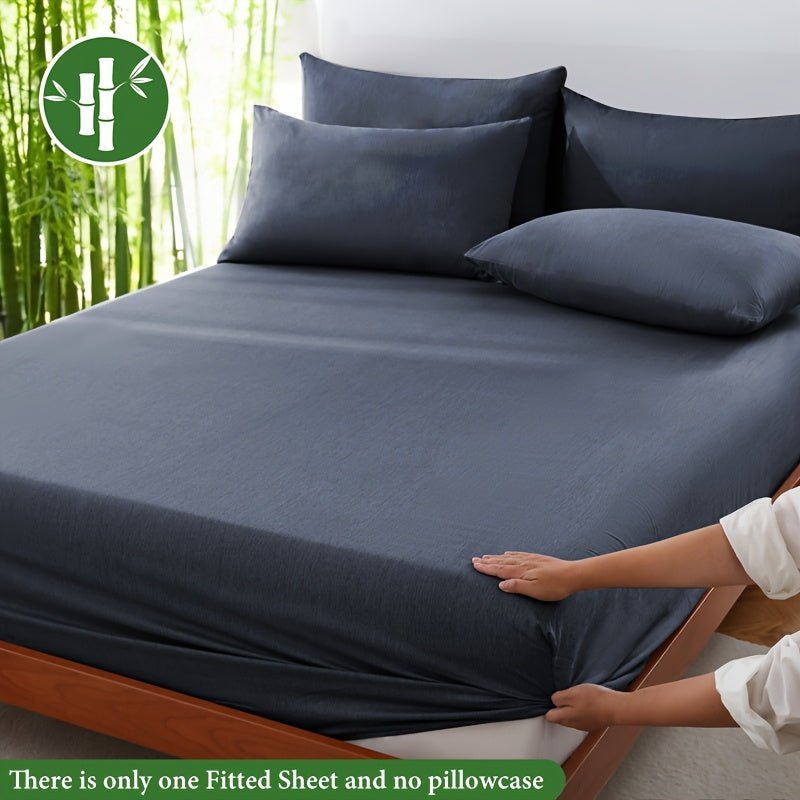 Bamboo fiber fitted sheet with deep pockets for breathable comfort, featuring cool moisture-wicking fabric ideal for a restful night's sleep. 3