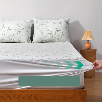 Bamboo mattress protector featuring a cooling 3D air layer, designed for breathable and durable bedding, suitable for queen and king mattresses. 5