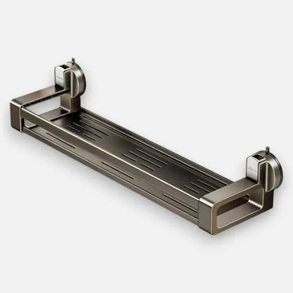 Bathroom shelf with suction cups for easy storage, made of durable carbon steel, 30 cm in size, designed for no drilling installation. 6