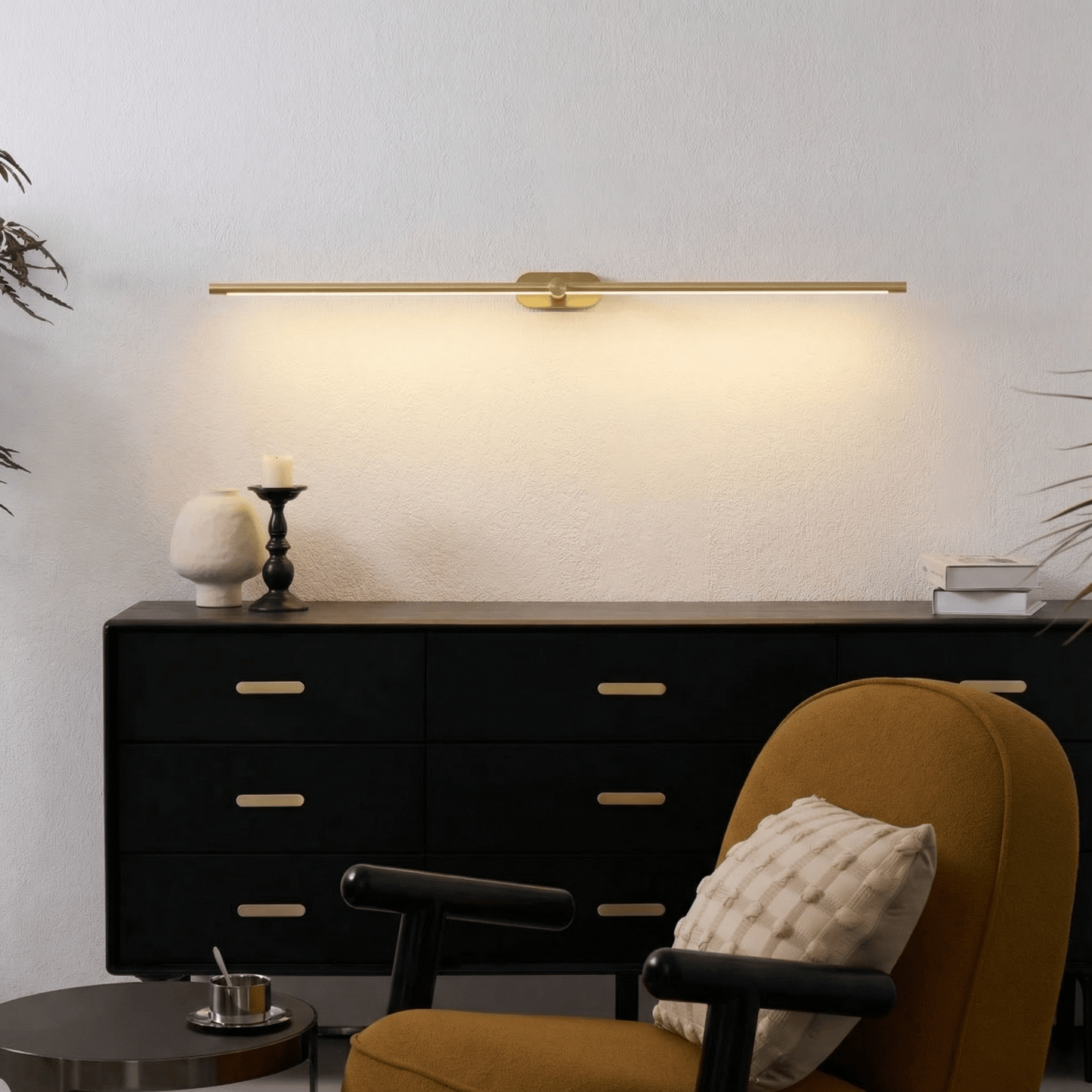 Bathroom wall light featuring a minimalist aluminum design, perfect for above mirror installation, emitting warm white LED lighting for a cozy ambiance. 4