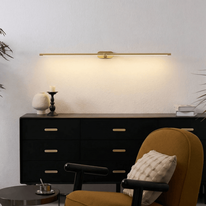 Bathroom wall light featuring a minimalist aluminum design, perfect for above mirror installation, emitting warm white LED lighting for a cozy ambiance. 4