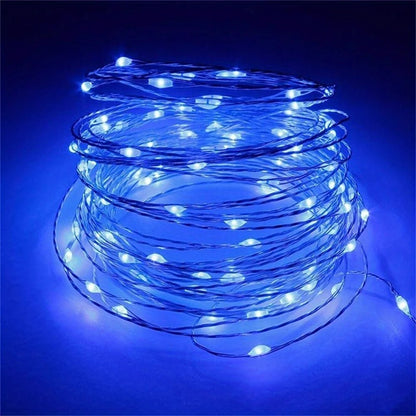 Battery-powered copper fairy lights featuring energy-efficient LED options, available in multiple lengths and colors, perfect for creating a magical ambiance in any space. 5
